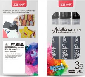 img 2 attached to ZEYAR Jumbo Paint Marker Pens, Water Based Acrylic, 15Mm Felt Tip, Waterproof And Permanent Ink, Great On Plastic, Posters, Stone, Metal, Glass And More (3 Black)