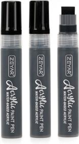 img 4 attached to ZEYAR Jumbo Paint Marker Pens, Water Based Acrylic, 15Mm Felt Tip, Waterproof And Permanent Ink, Great On Plastic, Posters, Stone, Metal, Glass And More (3 Black)