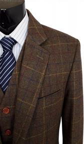 img 1 attached to Men'S Premium Wool Blend Tweed Herringbone Check Plaid 5-Button Waistcoat Suit Vest