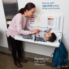 img 1 attached to 👶 ECR4Kids ELR-18004 Wall-Mounted Baby Changing Station - Horizontal Folding Diaper Change Table with Safety Straps for Commercial Restrooms | ADA and ANSI Compliant | Includes Free Replacement Straps | White Granite