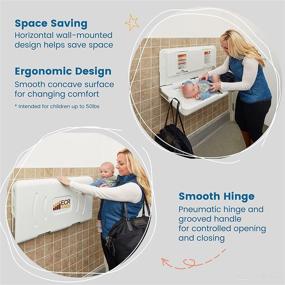 img 2 attached to 👶 ECR4Kids ELR-18004 Wall-Mounted Baby Changing Station - Horizontal Folding Diaper Change Table with Safety Straps for Commercial Restrooms | ADA and ANSI Compliant | Includes Free Replacement Straps | White Granite