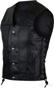 img 3 attached to Vance Men's Stylish Black Leather Motorcycle Vest with Straight Bottom