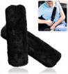 premium faux sheepskin seat belt shoulder pads - comfortable 2-pack for adults and kids - classic black - zone tech logo