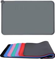 taglory dog bowl mat, small 18.5" l x 12" w pet food mat, non slip silicone dog cat mat for food and water, gray logo