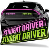 adheisign student driver magnet: removable & reflective new driver sticker decal for car – 2-pack (pink & green) логотип