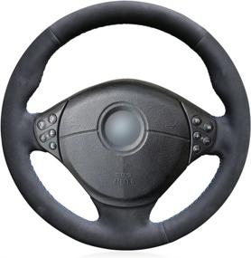 img 4 attached to 🚗 MEWANT Hand-Stitched Black Suede Steering Wheel Cover Wrap for BMW 5 Series E39 (1999-2001) / M3 (1998-1999) / Z3 E36/8 (2000-2002)