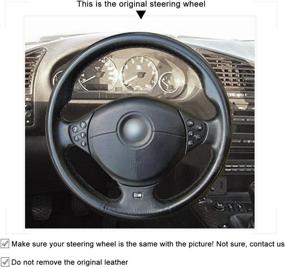 img 3 attached to 🚗 MEWANT Hand-Stitched Black Suede Steering Wheel Cover Wrap for BMW 5 Series E39 (1999-2001) / M3 (1998-1999) / Z3 E36/8 (2000-2002)