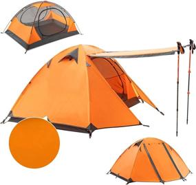 img 4 attached to BISINNA 2-Person Double Layer Backpacking Tent With Two Doors, Lightweight, Waterproof, Easy Setup, Large Space, Ideal For Camping, Hiking, Traveling, And Hunting During 3 Seasons