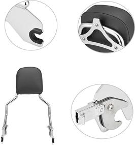 img 2 attached to 🏍️ Chrome Passenger Sissy Bar Backrest & Pad Standard Height for Harley Softail Fat Bob 114 FXFB FXFBS 2018-Up