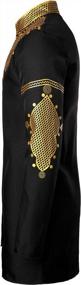 img 2 attached to Authentic African Style: LucMaton Men'S Long Sleeve Gold Print Dashiki And Pants 2 Piece Set
