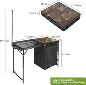 img 3 attached to REDCAMP Portable Camping Kitchen Table With Storage Organizer And Hooks, Folding Camping Cook Station For BBQ, Party And Picnic