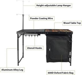 img 2 attached to REDCAMP Portable Camping Kitchen Table With Storage Organizer And Hooks, Folding Camping Cook Station For BBQ, Party And Picnic