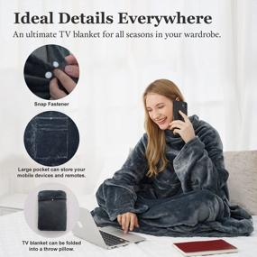 img 1 attached to Stay Warm And Cozy With Winthome'S Super Soft Wearable Blanket With Sleeves And Foot Pockets - Perfect For Men And Women!