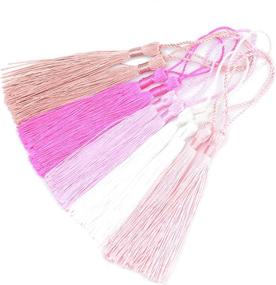 img 4 attached to Vibrant Mixed Red Silky Floss Tassels - Perfect For DIY Crafts, Bookmarks, And Jewelry Making - Set Of 100 13Cm/5 Inch With 2-Inch Cord Loop And Small Chinese Knot