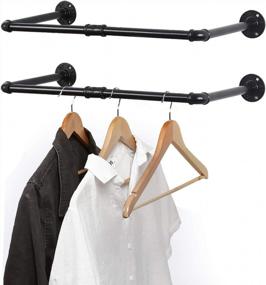 img 4 attached to Set Of 2 Industrial Pipe Clothing Racks - 22" Garment Rack For Hanging Clothes & Closet Rod Storage In Laundry Room | LIANTRAL
