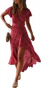 img 4 attached to Boho Chic: ZESICA Women'S Floral Wrap Maxi Dress For Beach And Party