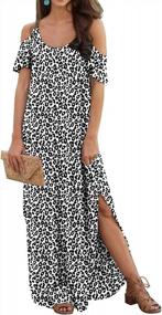 img 4 attached to Summer Maxi Dress With Cold Shoulder And Pocket: GRECERELLE Women'S Casual Loose Long Dress With Split, Strapless And Short Sleeve