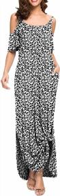 img 2 attached to Summer Maxi Dress With Cold Shoulder And Pocket: GRECERELLE Women'S Casual Loose Long Dress With Split, Strapless And Short Sleeve