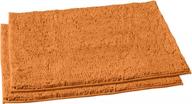 soft and plush luxurux bath mat set - super absorbent 23 x 36 inch bathroom rugs in chenille microfiber material, with rectangular design in orange logo