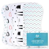 👶 jcube&amp;p organic cotton and fleece baby burp cloths - soft and absorbent curvy burp rags - cute 5-pack contoured set burp towels - ideal for newborns and infants' burping needs - peace design logo