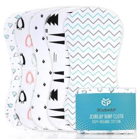 img 4 attached to 👶 JCUBE&amp;P Organic Cotton and Fleece Baby Burp Cloths - Soft and Absorbent Curvy Burp Rags - Cute 5-Pack Contoured Set Burp Towels - Ideal for Newborns and Infants' Burping Needs - Peace Design