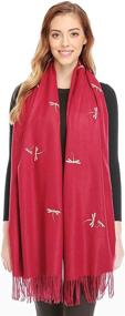 img 2 attached to Bienvenu Dragonfly Detail Cashmere Shawls Women's Accessories : Scarves & Wraps