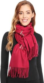 img 3 attached to Bienvenu Dragonfly Detail Cashmere Shawls Women's Accessories : Scarves & Wraps