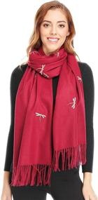 img 1 attached to Bienvenu Dragonfly Detail Cashmere Shawls Women's Accessories : Scarves & Wraps