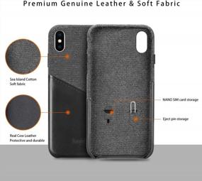 img 3 attached to Slim Card Case Compatible For IPhone Xs 2018 - Lopie Sea Island Cotton Series, Fabric Protection Cover With Leather Card Holder Slot Design, Black