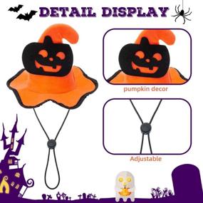 img 1 attached to 🎃 Dog Halloween Costume - Halloween-themed Dog Collar with Bells and Wizard's Hat Set featuring Pumpkin Pattern for Enhanced Pet Attire