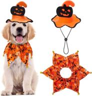 🎃 dog halloween costume - halloween-themed dog collar with bells and wizard's hat set featuring pumpkin pattern for enhanced pet attire логотип