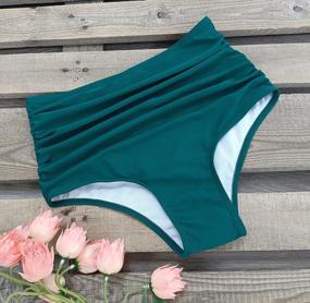 img 3 attached to Flattering And Comfortable: SPORLIKE Women'S High Waisted Shirred Bikini Bottoms For Stylish Swimwear