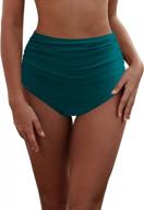 flattering and comfortable: sporlike women's high waisted shirred bikini bottoms for stylish swimwear logo