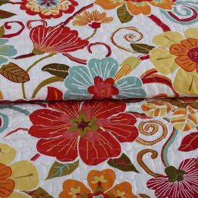 img 3 attached to Experience Luxurious Comfort With Mohap 3-Piece Queen Size Quilt Set - Floral Orange Flower Pattern, Durability & Breathability For All Seasons!