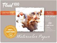 create stunning watercolor paintings with fluid 100 artist watercolor block - 140 lb, 100% cotton cold press pad w/ easy block binding for wet media - 9 x 12 - 15 sheets logo