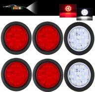 4 limicar led trailer tail lights w/grommet plug - 12 red & 2 white stop turn signal brake lights for tractor, truck, bus, lorries rv logo