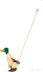 img 2 attached to 🦆 Dark Green Wooden Push Toy Duck - Age Range 18 Months to 3 Years - Walking Toddler Toys for Preschool Learning Activities - Encourages Motor Skill Development in Babies and Toddlers - Educational Walking Toys for Toddlers