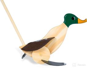 img 1 attached to 🦆 Dark Green Wooden Push Toy Duck - Age Range 18 Months to 3 Years - Walking Toddler Toys for Preschool Learning Activities - Encourages Motor Skill Development in Babies and Toddlers - Educational Walking Toys for Toddlers