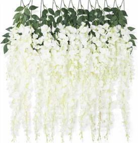 img 4 attached to 6Pcs White Artificial Wisteria Hanging Garland For Wedding Party Home Garden Outdoor Ceremony Floral Decor - 3.18 Feet