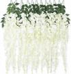 6pcs white artificial wisteria hanging garland for wedding party home garden outdoor ceremony floral decor - 3.18 feet logo