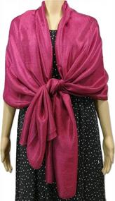 img 1 attached to Luxurious Solid Color Silk Feel Long Scarves By Shanlin