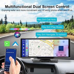 img 1 attached to 🚗 Ultimate Car Receiver: Wireless Touchscreen with Carplay/Android Auto, Dash Cam, Backup Camera, 9.3'' HD Player, Bluetooth, FM AUX TF Card - Easy Install