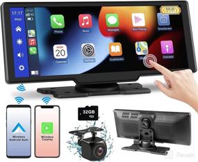 img 4 attached to 🚗 Ultimate Car Receiver: Wireless Touchscreen with Carplay/Android Auto, Dash Cam, Backup Camera, 9.3'' HD Player, Bluetooth, FM AUX TF Card - Easy Install