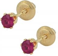 girl's 14k yellow gold genuine birthstone screw back stud earrings logo