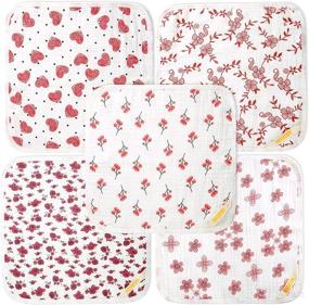 img 4 attached to 👶 Super Soft Muslin Baby Washcloths: Gentle, Absorbent Face Cloths for Newborns - 5 Pack by MUKIN