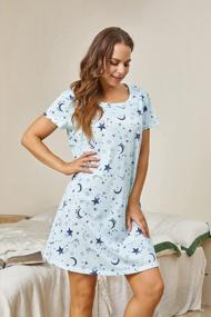 img 3 attached to Women'S Cotton Nightgown Sleepwear: PNAEONG Short Sleeves Shirt Casual Print Sleepdress