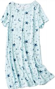 img 4 attached to Женская хлопковая ночная рубашка для сна: PNAEONG Рубашка с короткими рукавами Повседневная рубашка для сна с принтом
