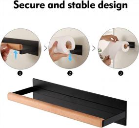 img 3 attached to Black Magnetic Paper Towel Holder For Refrigerator, Stylish Wood And Metal Roll Holder, KPH502MA-BK By KES