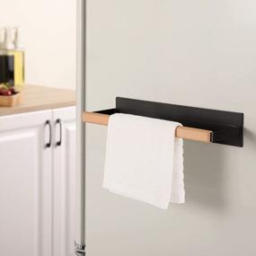 img 2 attached to Black Magnetic Paper Towel Holder For Refrigerator, Stylish Wood And Metal Roll Holder, KPH502MA-BK By KES