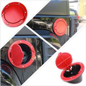 img 1 attached to HOZAN Red Gas Fuel Door Cap Cover For Jeep Wrangler JK & JK Unlimited 2007-2017 Sport Rubicon Sahara